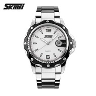 Jam Tangan Pria Original SKMEI 0992 Rantai Seiko Anti Air 30M - White