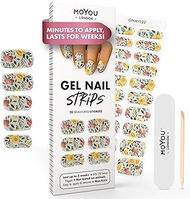 MOYOU LONDON Semi Cured Gel Nail Strips, 20 Pc. Gel Wraps for Nails, Get 1 Free UV Lamp when you Get