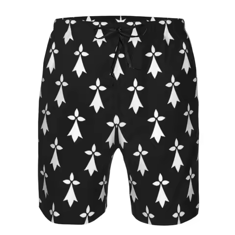 White Breton Triskels On Black Breizh Bretagne Brittany Trunks Beach Board Shorts Casual Quick Dry S