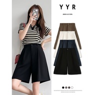 short pants women seluar pendek perempuan Black A-Line Short Pants for Women - Summer High Waist Loo