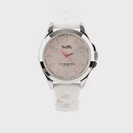 COACH Libby 標誌馬車圖案橡膠錶帶女錶 (白色)