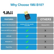 1Mii USB Bluetooth PC Adapter Bluetooth 5.0 Audio Transmitter, Dual Link USB Audio Adapter with APTX Low Latency, Blueto