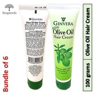 [6 Tubes] Ginvera Olive Oil Non Greasy Hair Cream Treatment 100Grams