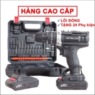 [Tặng bộ phụ kiện 24 chi tiết]Máy Khoan Pin Hitachi 36V 2 Pin - Bộ máy khoan cầm tay dùng pin HITACH