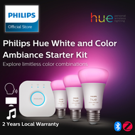 Philips Hue White and Color Ambiance LED Smart Light Bulb Starter Kit 3 E27 Smart Bulbs &amp; 1 Hue Bridge (Works with Alexa Apple HomeKit &amp; Google Assistant)