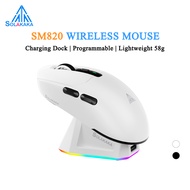 SOLAKAKA  SM820 Wireless Mouse Bluetooth/2.4G/USB-C 24000 DPI 600mAh Fast Charge RGB Dock 62g Lightw