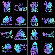 Baby in Car with Baby Personality Laser Reflective Creative Text Stickers Cute Funny Car Stickers wSk3