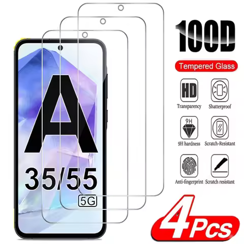 HD Tempered Glass For Samsung Galaxy A55 A35 5G 2/4Pcs 9H Screen Protector