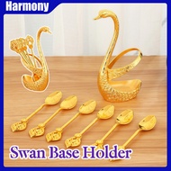 7pcs Swan Base Holder Cake Coffee Dessert Tea Spoon Holder Cutlery Set Tea Ice Cream Stirring Tools