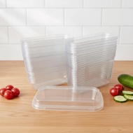 50Pcs Clear Rectangle Dessert Container 280ml Rectangle Cake Container Loaf Deli Container Fruit Paa