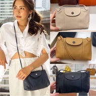 Longchamp Le pliage Cuir 小羊皮郵差包
（可隨意調節肩帶❤️ )