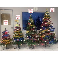 4ft/5ft/6ft/7ft Christmas Tree Package 1.2m/1.5m/1.8m/2.1m with LED Lights and Tree Ornaments