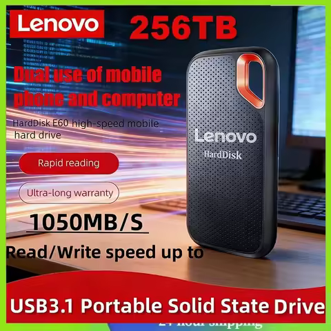 Lenovo Hard Disk SSD 256TB Mobile E60 2TB 8TB 128TB USB 3.1 HD External Hard for Laptop PS5 Mobile H