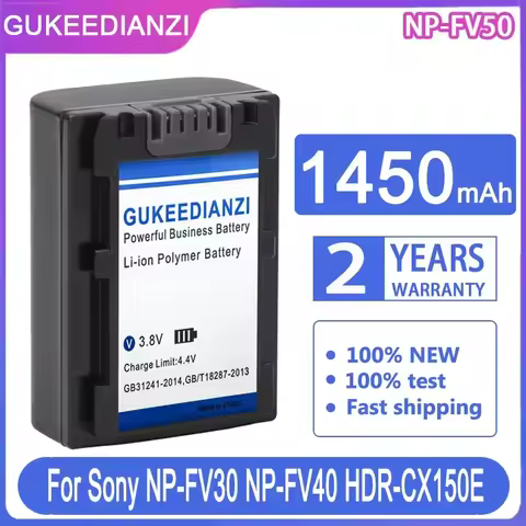 For Sony NP-FV30 NP-FV40 HDR-CX150E HDR-CX170 HDR-CX300 Camera, NP-FV50, 1450mAh Video Camera Batter