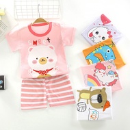 2 in 1 Kids T-Shirt Set with Pants Girls Boy Baby Clothes Short Sleeve Cute Baju Kanak Baju Bayi 31 