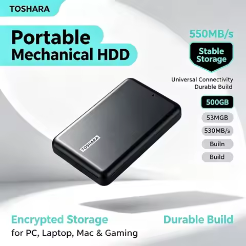 TOSHARA A5 Portable SSD 550MB/s Read 480MB/s Write 4TB 2TB 1TB 500GB for PS5 Laptop Mac Effective Co