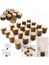 20入組木質樹幹備忘錄立框，極簡主義木質名片盒，創意木質婚禮會議裝飾擺設