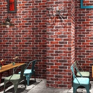 Cafe Internet Cafe Retro Wallpaper Pattern Three-Dimensional Brick Bar Red Brick Brick 3d Wallpaper 