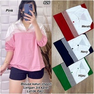 KATUN 926 3p4 combination collar cotton blouse