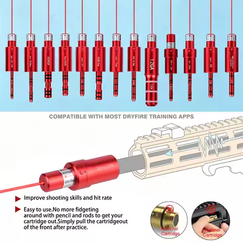 9mm 22LR Dual-purpose Dry Fire Trainer Bullets 38SPL 12GA 7.62X39mm Controlled Red Lase Training Bul