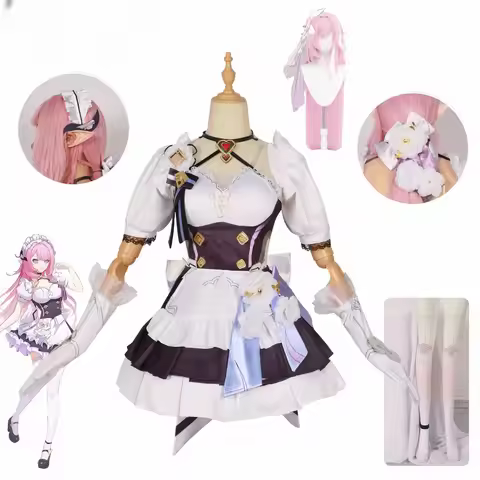 Honkai Impact 3rd Elysia Cosplay Costume Elysia Wig Pink Fairy Maid Dress Female Halloween Christmas