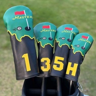 Embroidered Masters Flag Golf Headcover, PU Leather Golf Club Protector, Fits Driver, Fairway Wood 3