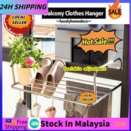 Ampaian Pengeringan Baju Stainless Steel Foldable Laundry Drying Rack Movable Telescopic Balcony Clo