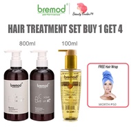 Bremod Shampoo and Conditioner set 800ml Morrocan Argan Oil Serum 100ml For damaged frizz split ends