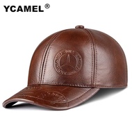 YCAMEL หมวกเบสบอลหนังแท้สำหรับผู้ชาย,หมวกหมวกแก๊ปสแนปแบคแบบปรับได้สีพื้นสำหรับผู้ใหญ่คุณภาพสูงสำหรับ