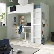 Ikea SMÅSTAD 高架床, 白色/連書檯 連3個抽屜, 單人 （已拆件）