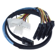 Mini SAS to SAS Cable Internal Breakout Cable SFF-8087 to SFF-8482 with 4X Molex Power Connectors fo
