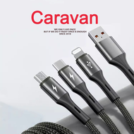 0# Caravan Crew 3 in 1 Cable สายชาร์จเร็ว Lightning + Micro + Type-C สายชาร์จไอโฟน สายชาร์จ