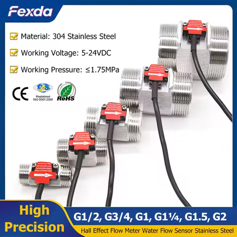 Stainless Steel Hall Flow Meter Electromagnetic Water Flow Sensor Liquid Flow Rate Indicator for Wat