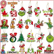 SUCHENMY 24Pcs Grinch Figure Pendant, Grinch Merry Christmas Xmas Tree Hanging Decoration, Flat Xmas