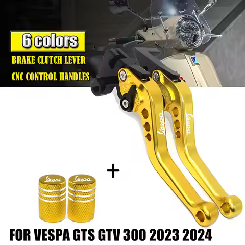 For VESPA GTS GTV 300 2023 2024 Motorcycle CNC Accessories Short Brake Clutch Levers Adjustable Hand