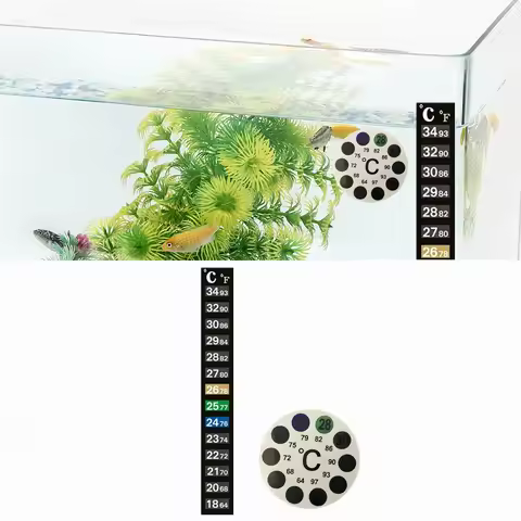 5Pcs/10Pcs Aquarium Fish Tank Strip Stick-on Discolor Thermometer Sticker Adhesive Sticky Dual Scale