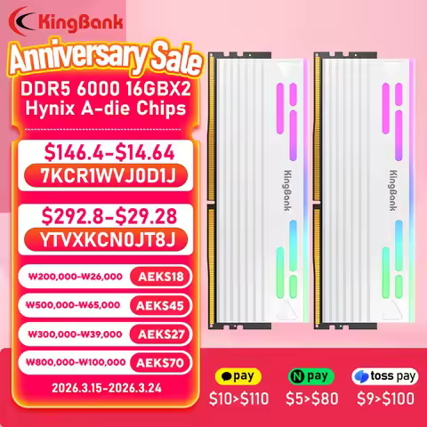 KingBank SoarBlade KFRW DDR5 RGB Series Ram 32GB (16GBx2) 6000MHz CL26 Hynix A die Memory UDIMM Desk