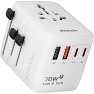 Hichain 70W GaN Universal Travel Adapter, European Travel Plug Adapter 2 USB-A & 2 USB-C Fast Chargi