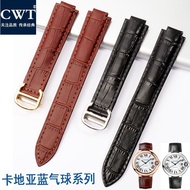 Original Substitute Cartier Cartier blue balloon convex mouth watch with folding buckle for men and women genuine leather cowhide accessories watch chain