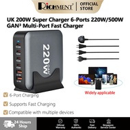 【 SG Brand 】RICHMENT UK 200W Super Charger 6-Ports 220W/500W GAN3 Multi-Port Fast Charger|PD100W/65W