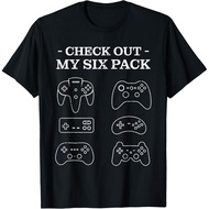 Men's cotton T-shirt Check Out My 6 Six Pack Gamer Video Funny Gamers Gift T-Shirt