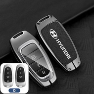 Hyundai Key Shell Zinc Alloy Leather Key Cover Full Wrap Smart Key Case Anti-fall Car Key Case Prote