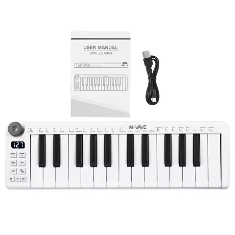 M-VAVE SMK-25mini MIDI Keyboard Rechargeable 25-Key MIDI Control Keyboard Mini Portable USB Keyboard