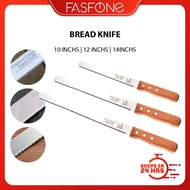 Stainless Steel Blade l Bread Knife | Wood Handle l Knife Holder Wood | Teeth Plain 10 12 14 Inch