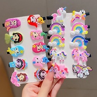 10PCS Korean Fresh Girls Cartoon Princess Side Clips Kids Hair Pin Bangs Disney Fructis Hair Clip E