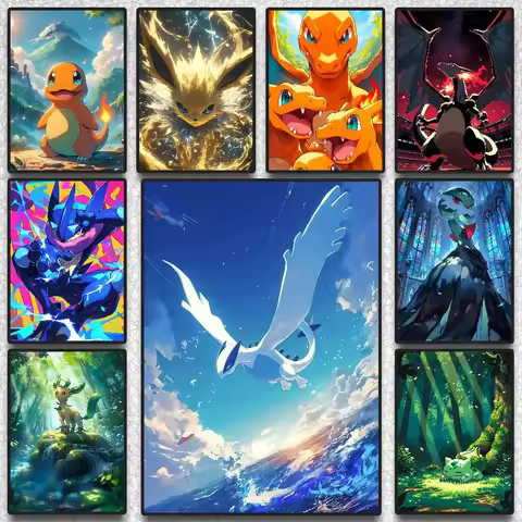 Pokemon Peripherals Pikachu Charizard Lucario Anime Wall Art Poster Decor