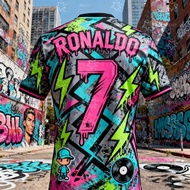 Ronaldo No. 7 football jersey Graffiti graphic T-shirt Autumn Sports Dry Quickly Men's T-Shirt Kid's