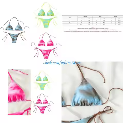 E9LE Women Push Up Swimwear Two Pcs Bathing Suit Ladies Tie Dye Swimsuit