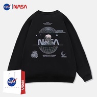NASA เสื้อสเวตเตอร์ย้อนยุคของ ร่วมชายและหญิงสวมเสื้อยืดแขนยาวคอกลม  NASA co-branded American vintage
