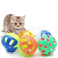 Pet cat Parrot Toy Hollow Bell Ball For Cockatiel Chew Fun Cage Toys Hollow Out Round Pet Cat Dog Bird Colorful Ball Toys With Small Bell Pet Cat Kitten Hollow Plastic Ball Bell Interactive Exercise Toy